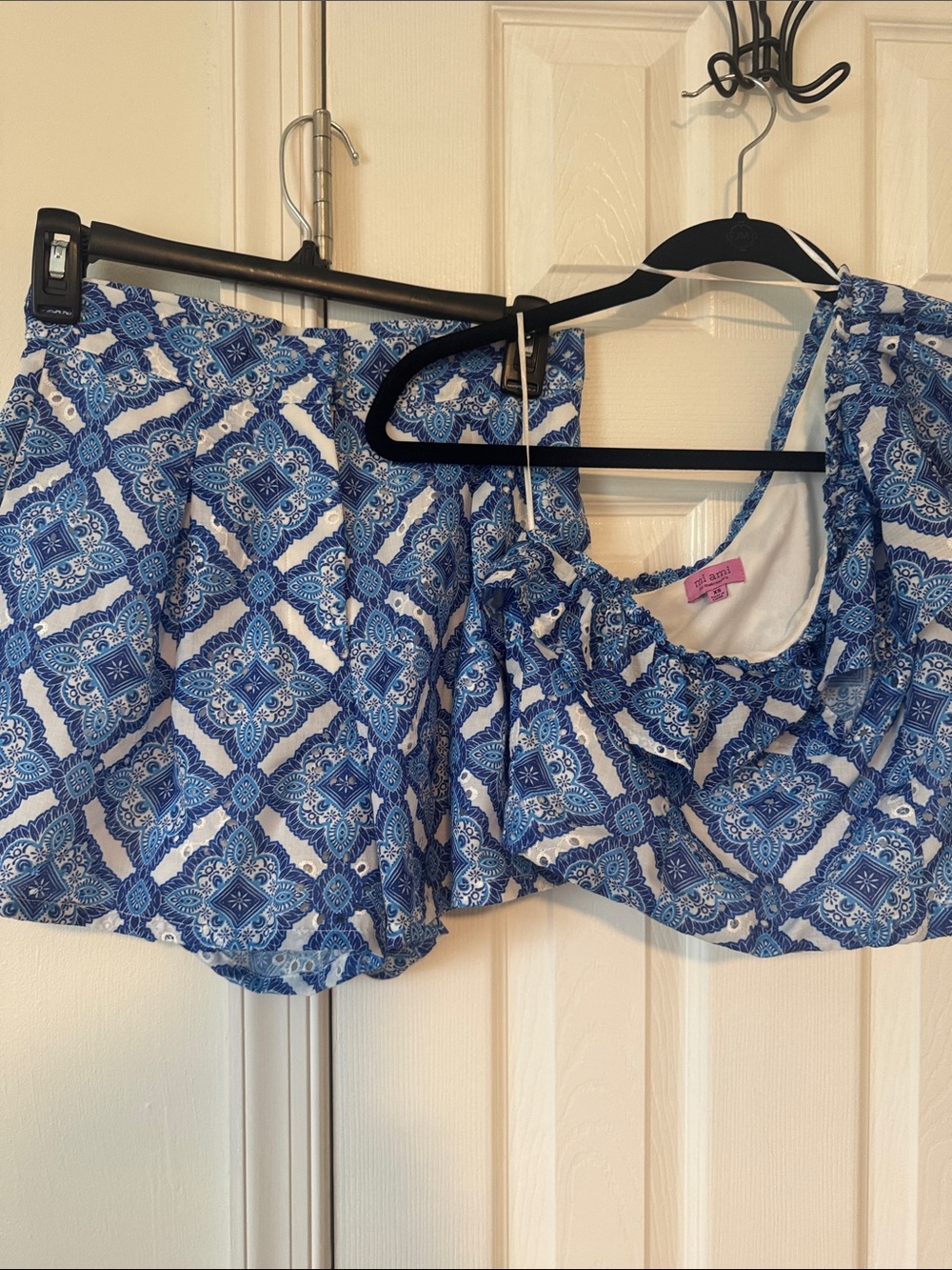 Blue Tile Print Two-Piece Set